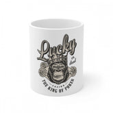 White ceramic coffee mug with Gorilla design, 330ml capacity for beverages